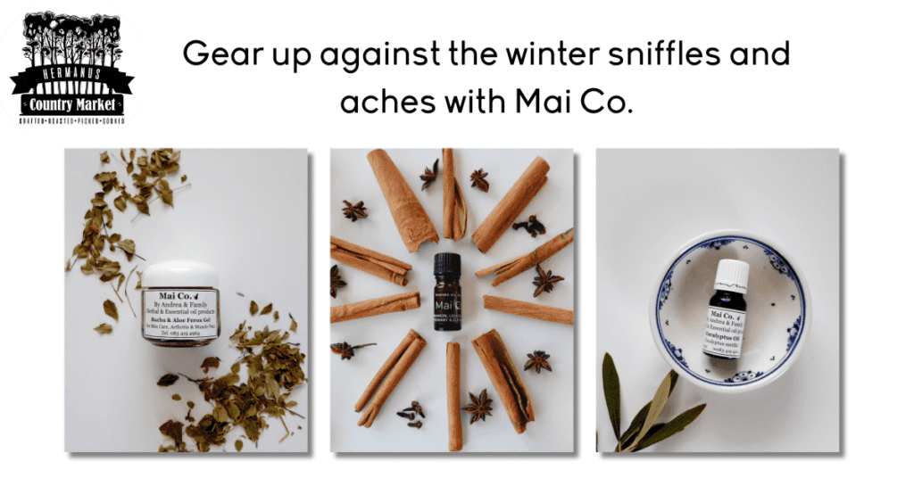 As winter approaches and the chill settles in, it's time to gear up against the seasonal sniffles and aches. At Mai Co., a family business led by Andrea Liddel, you'll find a treasure trove of natural remedies to keep you feeling your best this winter.